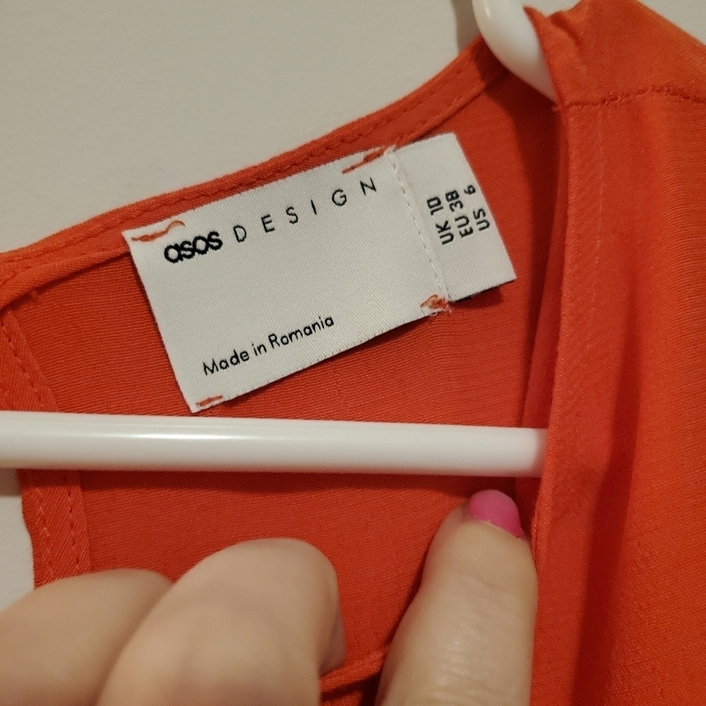 ASOS Orange Cropped Jumpsuit with Cute Cutout Back Detail and Buttons up the Top - Picture 3 of 9